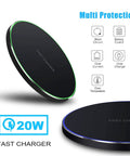 20W Fast Wireless Charging Pad For iPhone 17 16 15 14 13 12 SE AirPods Samsung Galaxy S25 with multi protection features