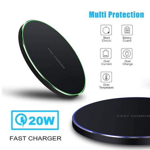 20W Fast Wireless Charging Pad For iPhone 17 16 15 14 13 12 SE AirPods Samsung Galaxy S25 with multi protection features