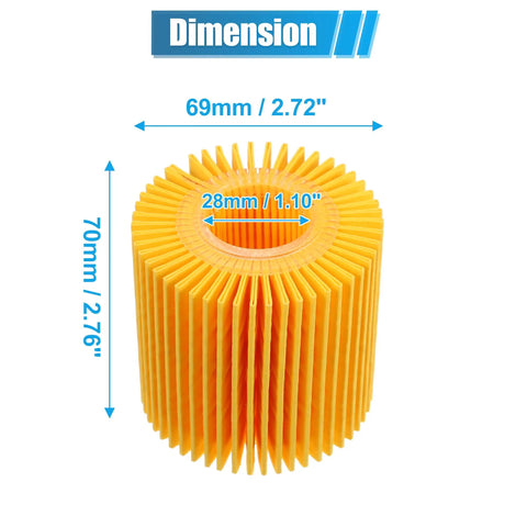 Engine Oil Filter Set For Toyota Avalon Camry Highlander RAV4 Sienna 10 Pack 04152-YZZA1 04152-31090 04152-YZZG1 with dimensions