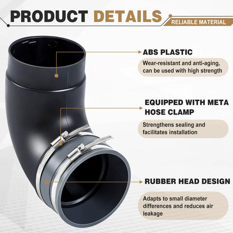 Two 4-Inch 90 Degree Elbow Dust Collection Hose Fittings Kit With Connect Elbow, Metal Clamps, Rubber Flex Cuff Coupler for woodworking