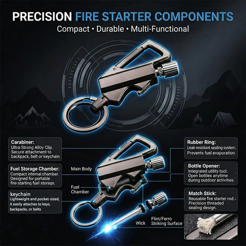 Infinity Lighter All In One Multitool Keychain Bottle Opener For Camping Hiking Survival components diagram