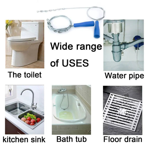 39 Inch Drain Clog Remover Kit With 20 Inch Drain Snake Hair Removers and Cleaning Brush 24 Inch Sewer Hair Catcher shown in use