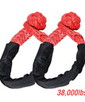 4x4 Recovery Soft Shackle Set 2 Pack With Protective Sleeve And Floats Flexible Synthetic Cable Heavy Duty Tow Strap