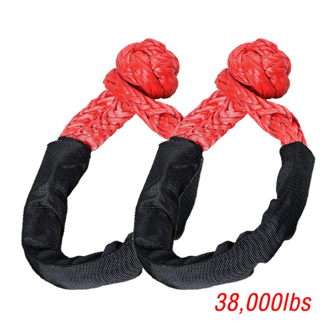 4x4 Recovery Soft Shackle Set 2 Pack With Protective Sleeve And Floats Flexible Synthetic Cable Heavy Duty Tow Strap