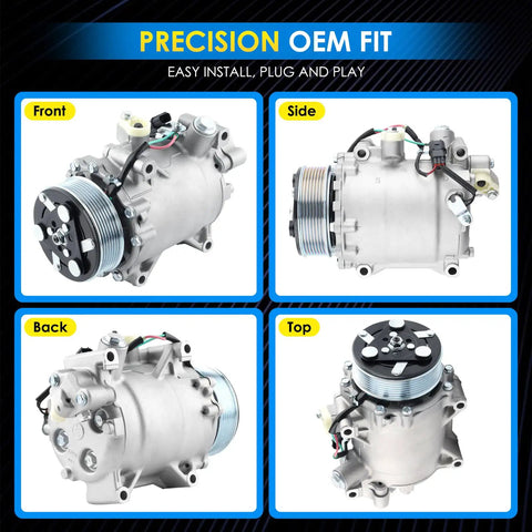 Grab This Straight Shooter Air Conditioning Compressor Swap For Honda Crv Civic Ilx Rdx 2.4L 2007 To 2015 Oem Fit 38810RWCA03 4920U1 in multiple angles.