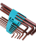 Premium 9 Piece Ball Head Hex Key Wrench Set Made From Alloy Steel With Long Arms For Tight Spots And Deep Holes Perfect For Furniture Assembly Car Fixes Or Home Upgrades That Get The Job Done Right, set in blue holder
