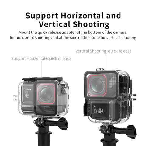 Waterproof Housing Case for Insta360 Ace Pro 2 Camera Deep Sea 45m 148ft Protection Shell Cage in horizontal and vertical positions