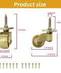 4 Pack Heavy Duty Brass Stem Casters With 360 Degree Rotation For Trunk Box Furniture Cabinets Sofa Trolley And Bed Ultra Durable Smooth Rolling Casters For Home Office And Workshop with size specifications.