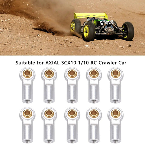 Lightweight Aluminum RC Link Rod Ends Set Durable Tie Rod End Ball Joints M3 10Pcs Silver For RC Cars Trucks Drones Hobbyists And Model Builders Optimized Handling For Stable Flexible Driving, 1/10 RC crawler parts
