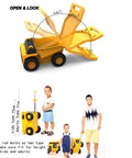 Yellow PUQU monster-truck design kids travel suitcase with wheels and pull-out handle