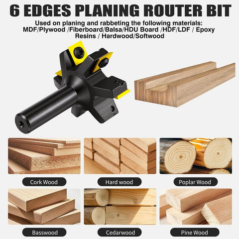 Six Wing CNC Spoilboard Surfacing Router Bit With Half Inch Shank And 2 Inch Cutting Diameter Kit With 10 Carbide Inserts