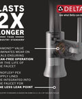 Cross-section of Lahara Brushed Gold Bathroom Faucet for 1 Hole Sink showcasing DIAMOND Seal Technology and longevity benefits.
