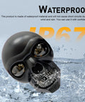 2 Pieces LED Motorcycle Turn Signal Lights With Skull Design Waterproof close-up showing waterproof IP67 feature.