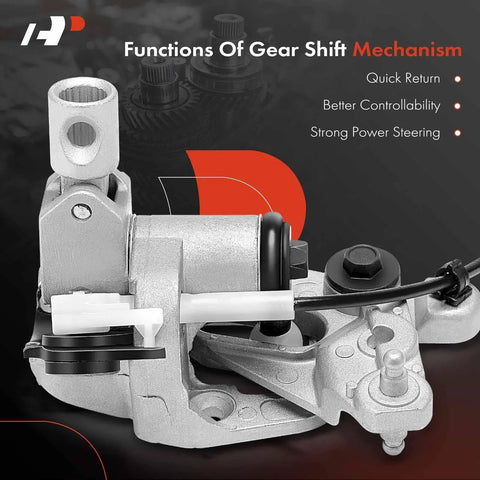 Steering column shift mechanism, A-Premium, metallic silver with black boot and white connector for GM/Chevy trucks.