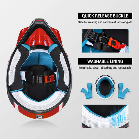 Youth Dirt Bike Helmet DOT Certified Full Face ✓