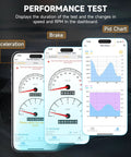 BD200 Bluetooth OBD2 Scanner With Exclusive App On iOS And Android showing performance test with speed and RPM charts