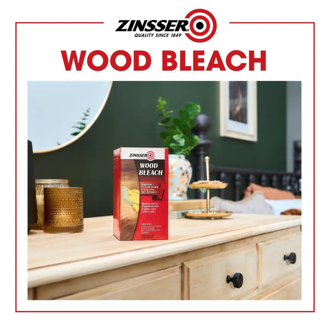 Game Changing Two Step Wood Bleach Kit For Interior Wood on a wooden dresser, surrounded by decor, ready for use.