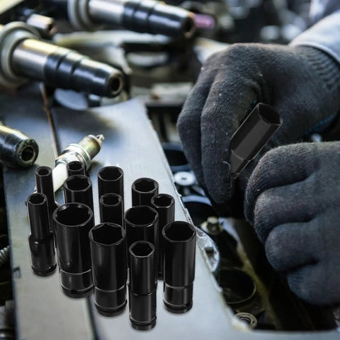 Robust 14 Pc Electric Screwdriver Impact Socket Set With Hex Bits And Extended Sockets For Heavy Duty Power Tool Repairs And Auto Mechanics That Get The Job Done Right black sockets and glove in engine bay