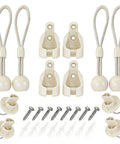 DIY Friendly Replacement Roller Shade Hardware Kit With Bungee Cords And End Cap Tie Downs For Outdoor Roller Shades, Windproof And Universal Fit For Most Crank Operated Blinds, Ivory Pack Of 2, ivory bungee cord kit with screws and anchors