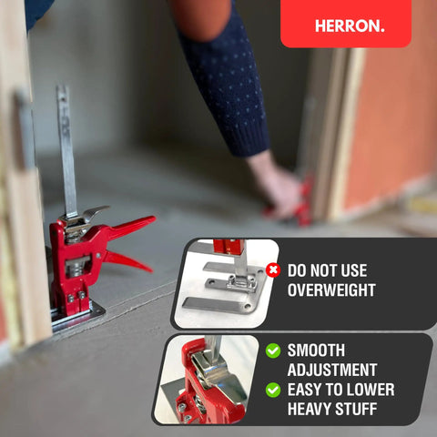 Herron 2 Pack Labor Saving Arm Jacks adjusted for lifting heavy stuff, featuring smooth adjustment and ergonomic design.