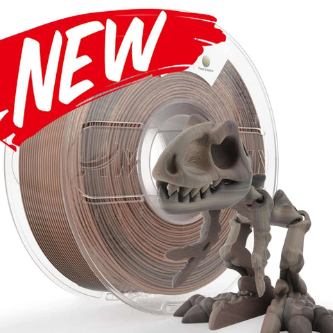 Fossil Gradient Stone PLA Filament 1.75mm For 3D Printing 1Kg Matte Finish Spool with dinosaur model