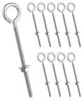 Ten Pack Eye Bolts One Quarter Inch By Four Inch Stainless Steel With Nuts For Hanging Or Securing Cables Outdoor Ready Durable Heavy Duty Hardware With Safe Working Load Up To 160 Lbs