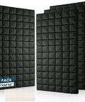 4 Pack Acoustic Foam Panels For Studio Soundproofing, 2 Inch Thick, 24 By 48 Inch Wedge Tiles, black panels displayed