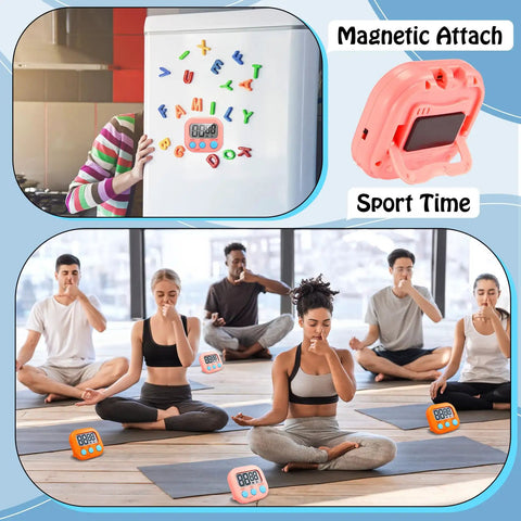 Bulk Pack Magnetic Digital Kitchen Timers With Big Digits For Kitchen Classroom Office And Sports 99 Min 59 Sec Alarm Assorted Pink And Orange 50 Count Battery Not Included used in kitchen and yoga class