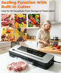 Powerful Vacuum Sealer With 75KPa Suction And Dry Moist Modes Automatic Food Sealer With Digital Timer Built In Cutter in kitchen