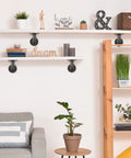 Living room shelves using Built Tough Pipe Shelf Brackets Set 4 Pack Black L Shaped Iron Shelving Brackets For Shelves Industrial Vintage DIY Pipe Shelf Hardware 4x4 Inch Rustic Farmhouse Mounting Kit