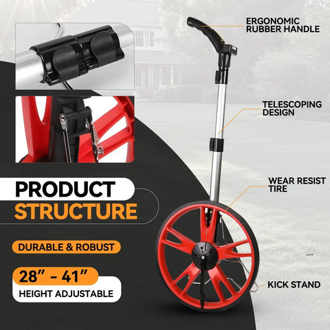 Digital Measuring Wheel With Three Section Foldable Frame And Bright LED Display For Quick Garden Survey And Land Counting Slings Into Compact Backpack Crafted Rock Solid To Track Every Foot Straight Up Accurate For Any Outdoor Gig