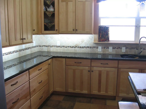 Under Cabinet LED Lighting Kit Pro Series 21 LED Panels 24 Watt 12V DC Cool White 6000K No Fuss Install in modern kitchen