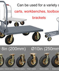 Heavy Duty Rubber Caster Wheels 8 Or 10 Inch Shock Absorbing Pneumatic Tires on utility carts for easy maneuverability.