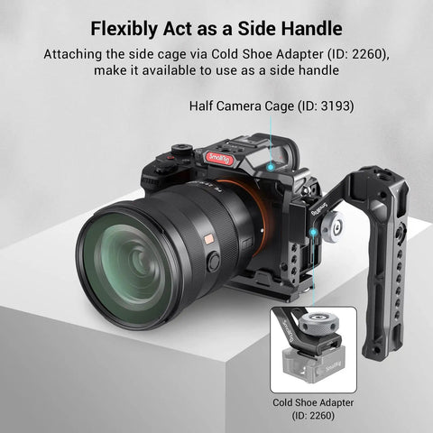 Lightweight Top Handle Grip For DSLR Camera Cage Universal Cold Shoe Base With Five Adapters Ultra Light 129g Aluminum Alloy Rig attached
