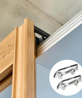 Full Extension Drawer Slides For Cabinets And Furniture, Glass Sliding Door Rollers, Steel Pulleys visible in wooden cabinet installation