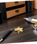 Zerodeko Metal Duckbilled Hasp Lock Toggle Latch Zinc Alloy Material 2pcs on desk near stationary items.