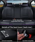 Premium Nappa Leather Car Seat Covers Full Set With Waterproof Protection For 5 Seats Black And Purple Back Row Details