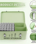 60 Slot Metal Seed Storage Organizer With Lid And Safety Locks For Garden Use Rust Proof Seed Saving Box Includes 60 Envelopes And 64 Labels Three Compartments Great For Flowers And Plants