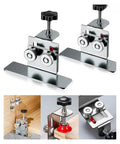 GameChanger Cabinet Door Installation Jig Set Bulletproof Stainless Steel Frame Positioner Tools, close-up view of alignment jigs.