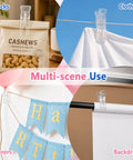 Super Cool Balloon Arch Clips Kit With Transparent Strip And Ring Clips For Epic Party Garland Decor That Looks Clean And Saves You Big Bucks On Fiestas. Clear plastic clips holding snacks, clothing, banners, and backdrops.