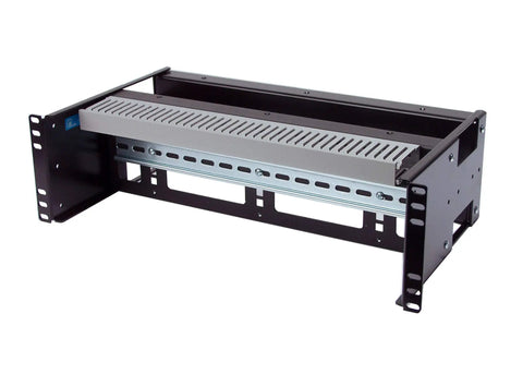 3U Rackmount Dual DIN Rail And Solid Metal Control Panel For Industrial 19 Inch 2 Post Relay Rack Or 4 Post Cabinet Removable DIN Rail