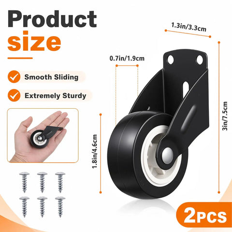 Stop The Drag And Fix Stubborn Sag Fast With These Heavy Duty 2 Inch Gate Caster Wheels showing 2 inch sturdy black rollers and screws.