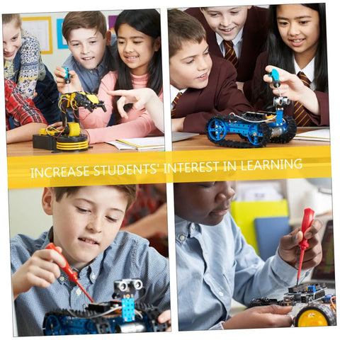 Children experimenting with a Physics Learning Kit for Electricity Experiments Set For School Science Education And Home Lab Use.