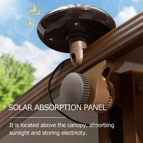 Solar absorption panel for Patio Porch Swing Chair For Two With Canopy Handwoven Wicker Outdoor Glider With Solar LED Light Cushions Durable UV Resistant Build Ideal Backyard Lounge And Chill Double Seat Swing