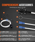 Comprehensive accessories set for Heavy Duty 6.5 Liter Oil Extractor Pump Featuring Pneumatic And Manual Modes to drain motor fluids fast.
