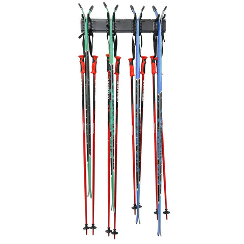 Heavy Duty Ski Wall Rack For Home And Garage Storage Holds Four Pairs Of Skis With Poles Or Any Snowboards Pro Adjustable Rubber Coated Hooks Badass Winter Sports Organizer