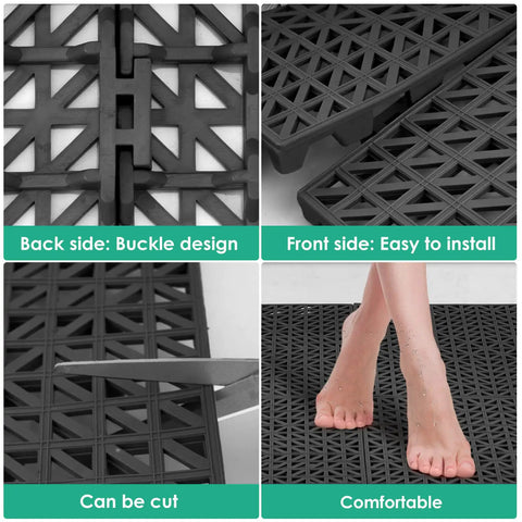 Interlocking Cushion Anti Fatigue Floor Mats For Pool Deck Drain Patio Balcony Yard 12 Pack Heavy Duty 11.8 Inch Square Tiles details
