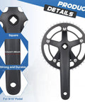 46T 170mm Aluminum Alloy Square Crankset For Single Speed And Fixed Gear Bikes E Bikes Road And Cruiser Bikes Beefed Up 170mm Crank Arm Lightweight Chainring For Robust Performance showcasing product details and features.