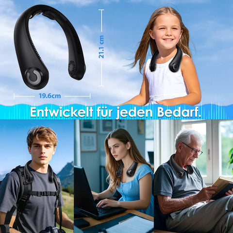 Wearable Neck Fan With Support And 5 Speeds Ultra Lightweight Personal Cooler Blows Cold Air Rechargeable USB C All Day Comfort
