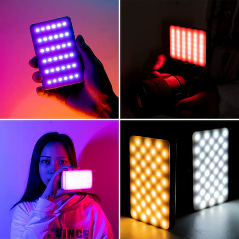 Portable RGB LED Video Light Panel For Cameras 0 To 360 Degree Color Range 2500K To 9000K 95 Plus CRI Rechargeable 3100mAh LED